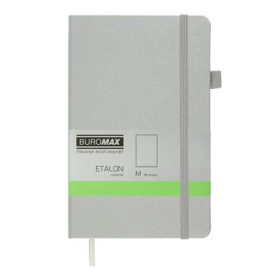 Книга записна ETALON 125*195, 96 арк., нелінований блок, обкл. штучна шкіра, срібний