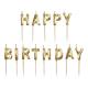 Набір свічок "Happy birthday" з дерев'яним тримачем, 2.8 x 2.2 x 0.8 см, золотий