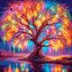 Картина за номерами SANTI "Казкове дерево", 40*40см, LED підсвітка