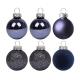 Набір новорічних куль Yes! Fun пластик 8см, 6 штук у тубусі, фіолетово-синій