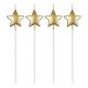Набір свічок «Зірка», 4 шт., довгий пласт.тримач, 3.3 х 3.2 х 1 см, золотий