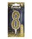 Свічка для торта цифра "8" ЗОЛОТО 7см, TM Pelican (1/12)