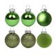 Набір новорічних куль Yes! Fun пластик 8см, 6 штук у тубусі, світло-зелений