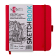 Скетчбук SANTI для графіки, 15х15см, 80 арк., тверда обкладинка PU, 110г/м2, червоний