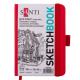 Скетчбук SANTI для графіки, 10х15см, 100 арк., тверда обкладинка PU, 110г/м2, червоний