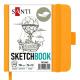 Скетчбук SANTI для графіки, 12x12см, 100 арк., тверда обкладинка PU, 110г/м2, жовтий