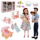 Лялька арт. 202169 (12шт/2) типу Барбі, сім'я 4 ляльки (мама, тато, 2 малюки), візочок, ліжечко, аксесуари