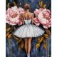Набір для розпису по номерах "Балерина з рожевими півоніями з фарбами металiк extra" 40x50см