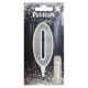 Свічка для торта цифра "0" СРІБЛО 7см, TM Pelican (12/552)