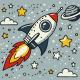 Набір для розпису по номерах для дітей "Космічна ракета" 25х25см