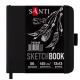 Скетчбук SANTI для графіки, з чорним папером, 13x13см, 56 арк., тверда обкладинка PU, 145г/м2